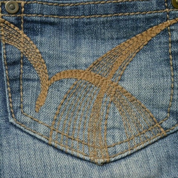 Hot Kiss CICI‎ Size 0 Womens LOW Rise FLORAL HOT PANTS Denim Blue Jean SHORTS - Picture 8 of 8